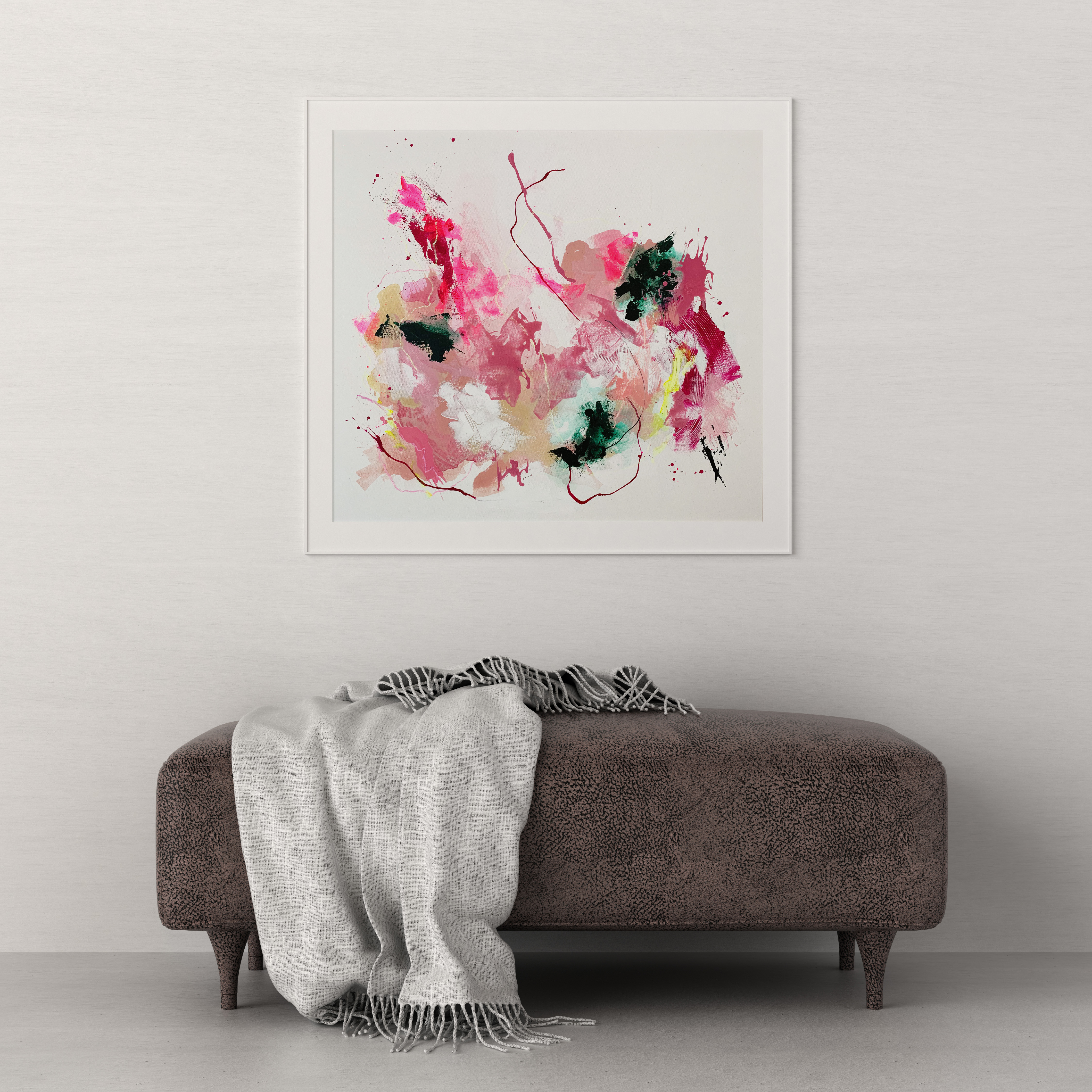 pink abstract art commissioned for a contemporary interior